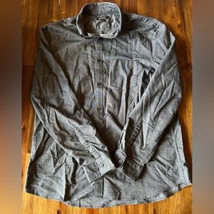 Men’s long sleeve slim Oxford in dark gray, size L